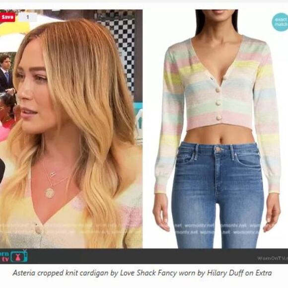 LoveShackFancy Asteria Stripe Crop Cardigan Sweater Pastel Striped Sz XS - Picture 3 of 10